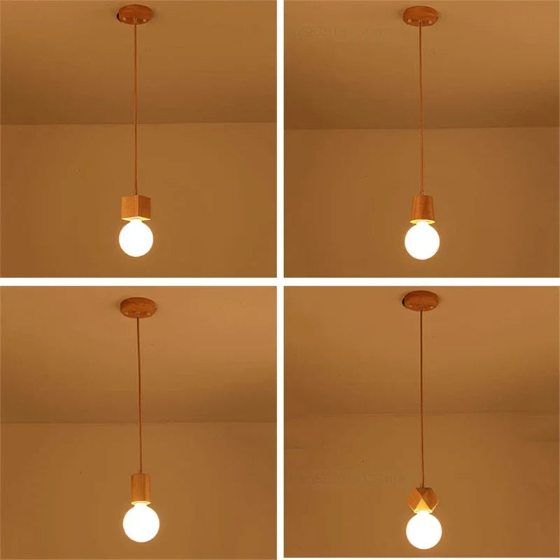suspension vintage en bois de chêne design moderne - vue 7 sur 15
