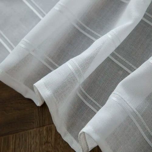 Rideau rayé style européen translucide pour salon chambre - vue 4 sur 9