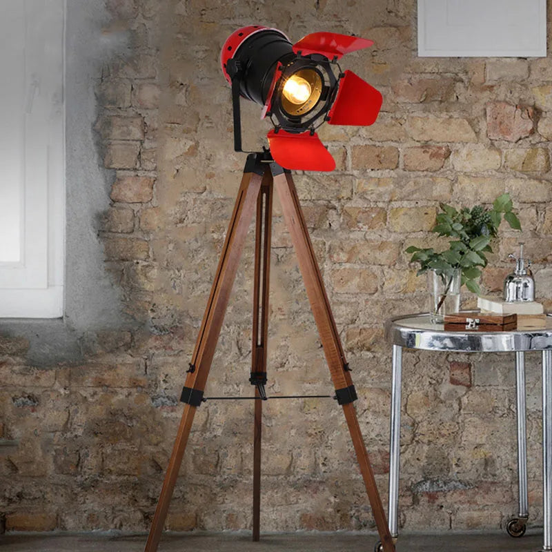 lampadaire vintage en bois pour éclairage créatif et studio photo - vue 4 sur 8
