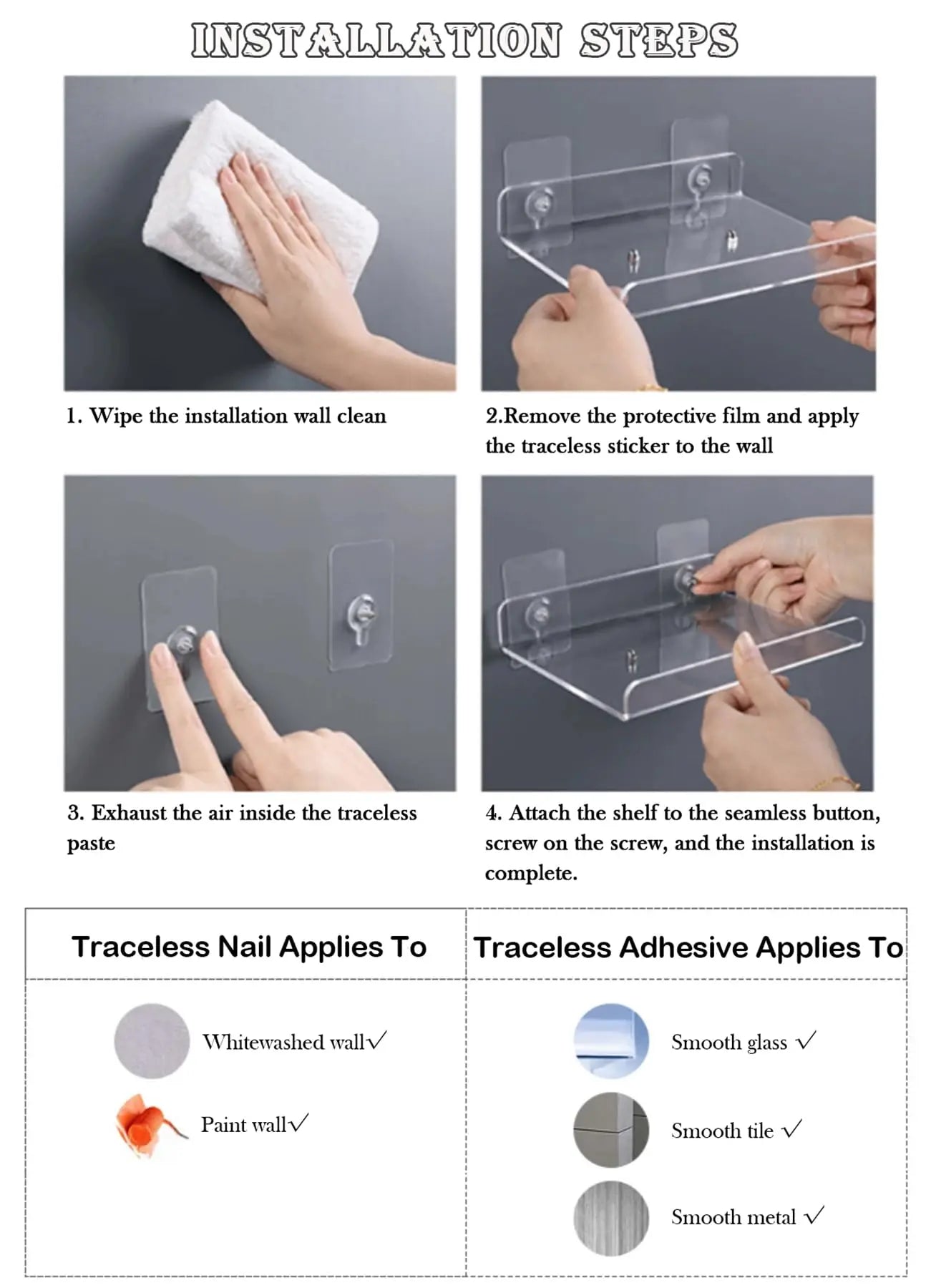 Acrylic Shelf for Wall Storage,Floating Bookshelves,Display Shelf Organizer for Bathroom,Bedroom,Living Room,Kitchen,Room Decor - vue 5 sur 47
