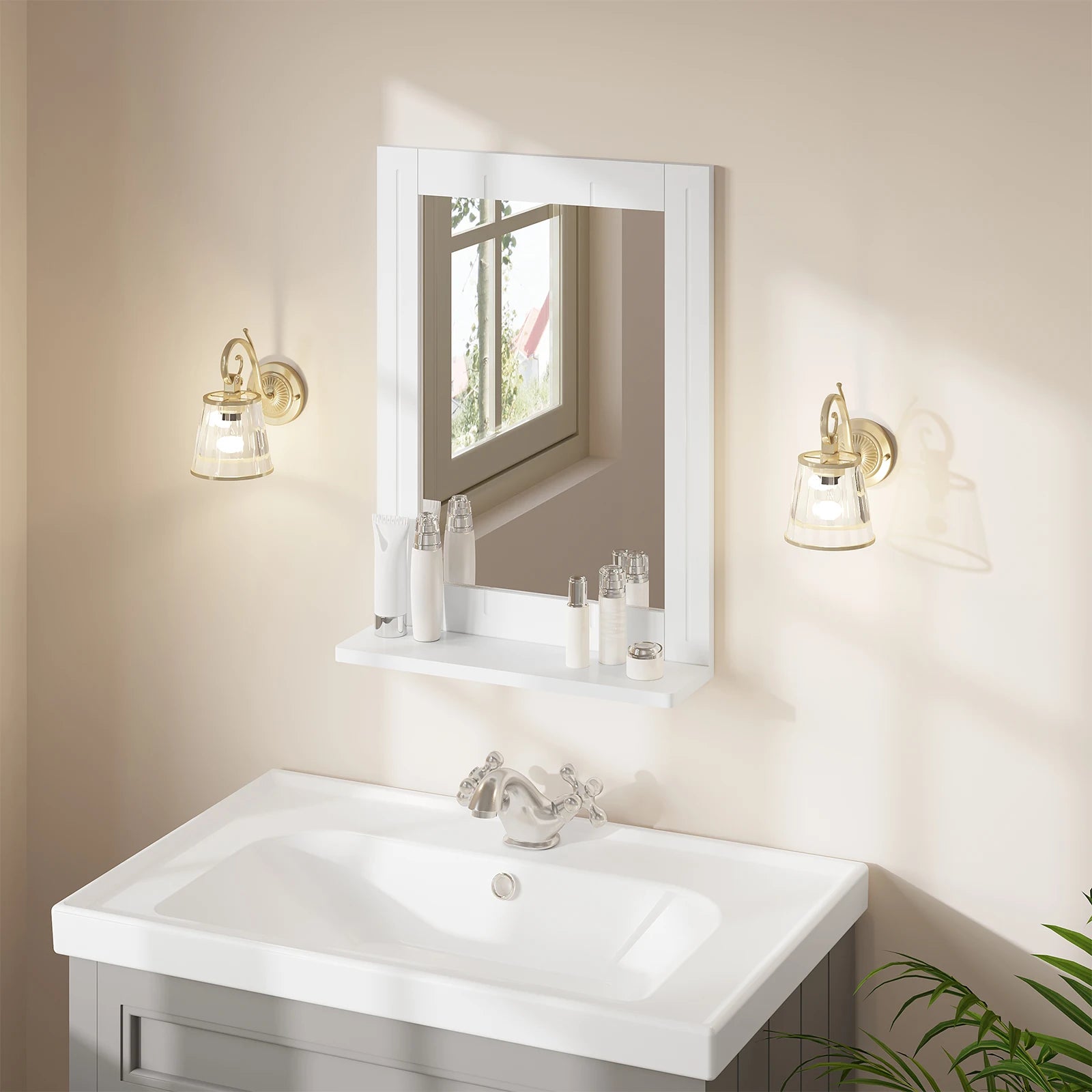miroir mural moderne avec étagère pour intérieur élégant - vue 7 sur 6