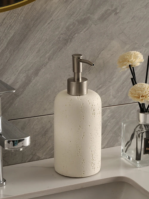 Retro Natural Stone Press on Shower Gel Dispensing Bottle, Home Storage Bottles, Bathroom Appliances, Wash Basin, Tabletop Ornam - vue 3 sur 12