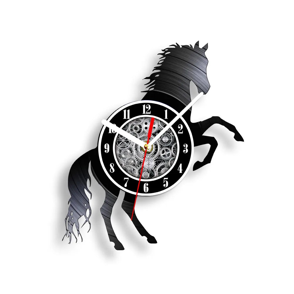 horloge murale vinyle cheval décoration équestre artisanale cadeau unique - vue 14 sur 22
