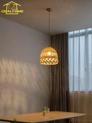 suspension moderne en bambou tissé style wabi-sabi zen décoratif