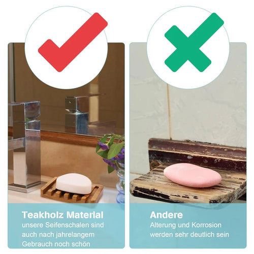 Soap Dish With Slanted Waterfall Design, Bar Soap Holder Teak Wood, Soap Saver For Shower,Bathroom, Sink, Kitchen - vue 3 sur 6