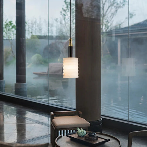 lustre en marbre chinois style moderne minimaliste pour restaurant et bar - vue 4 sur 7