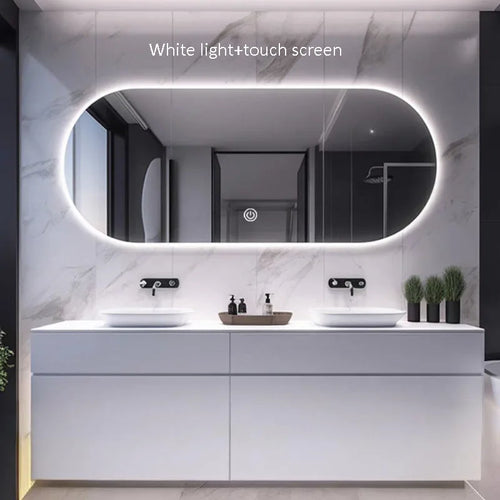 miroir intelligent elliptique lumineux anti-buée trois couleurs mural - vue 13 sur 18