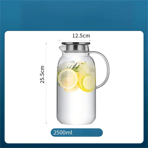 Carafe eau verre borosilicate 25 l couvercle inox