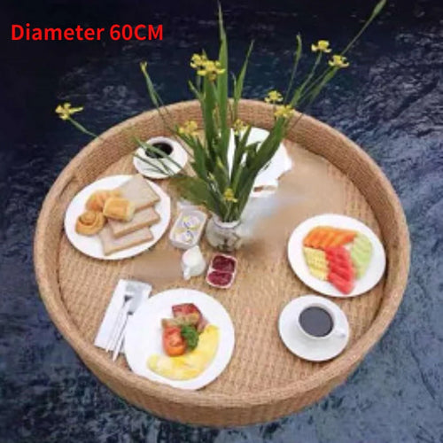 plateau en rotin nordique pour fruits et boissons de piscine - vue 11 sur 22