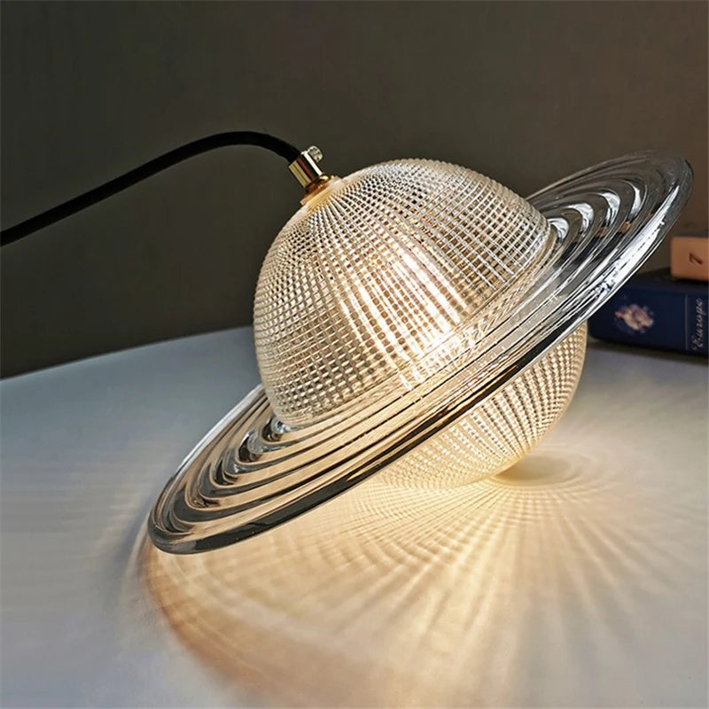 lustre moderne en verre style nordique soucoupe volante led - vue 7 sur 10