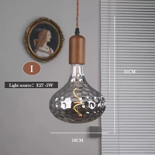 lustre en verre d'art rétro en bois massif créatif pour décoration intérieure - vue 26 sur 25