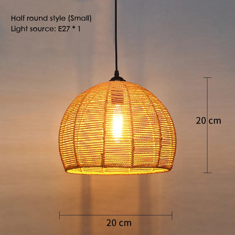 Sisal chanvre corde suspension plafonnier Lustre suspendu Lustre fer main tressage rustique rétro pour salle à manger décor - vue 19 sur 28