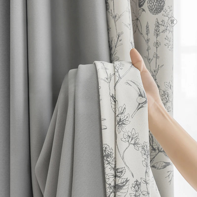 Rideau floral style chinois occultation partielle pour salon