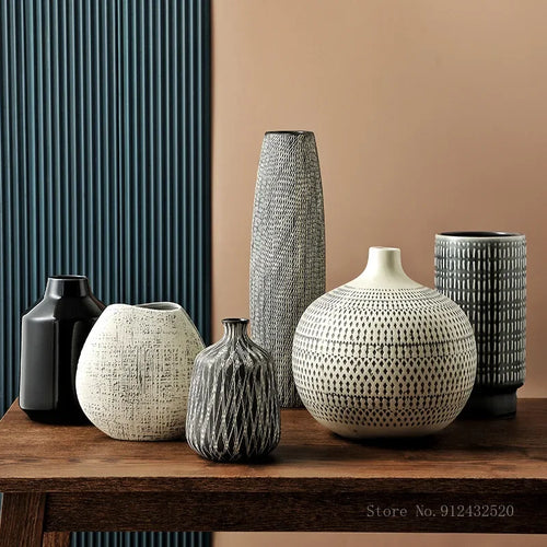 Geometrically Shaped Ceramic Flower Arrangement, Home Decor, Dining Room Bedroom Living Room Office Decor Creative Art Vase, 1Pc - vue 3 sur 11