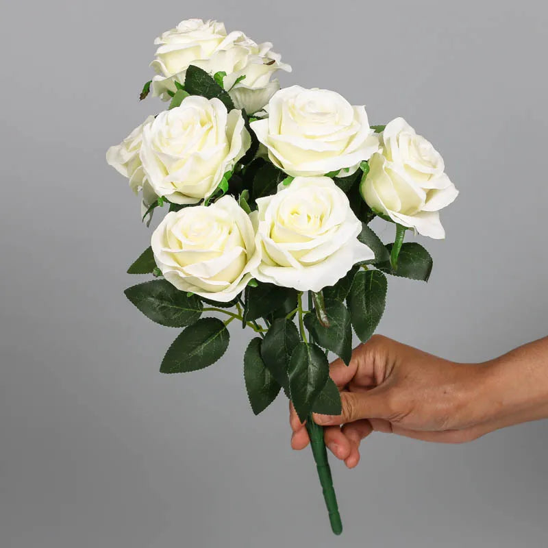 bouquet de roses artificielles en soie pour décoration intérieure - vue 10 sur 15