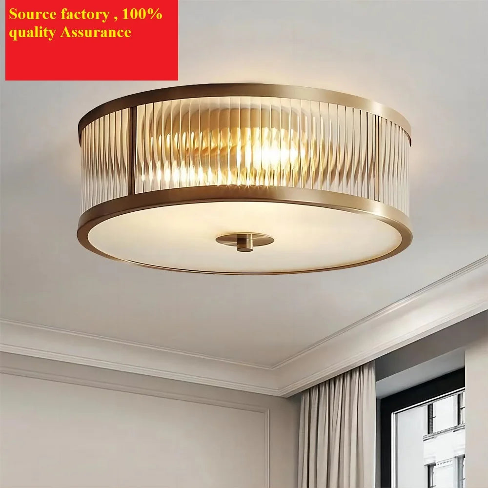 plafonnier led en cuivre et cristal luminaire créatif décoratif intérieur - vue 5 sur 7
