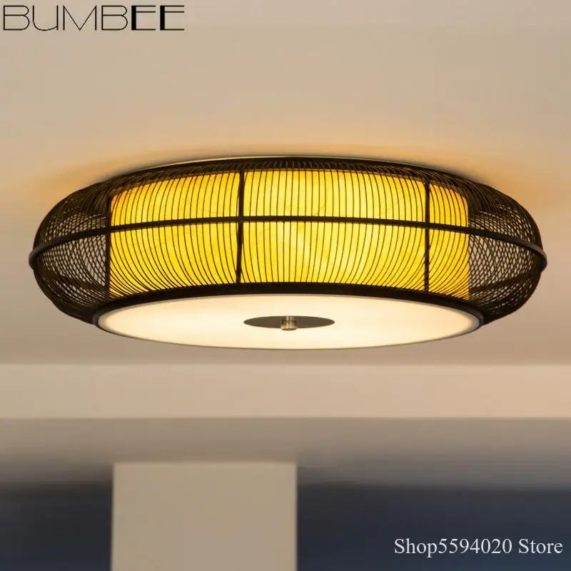 lustre en bambou fait main style moderne et élégant - vue 4 sur 10