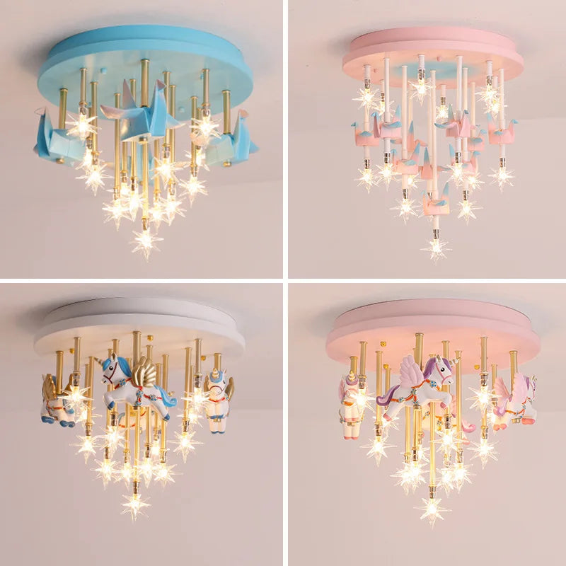 plafonnier moderne licorne étoiles décoration pour enfants intérieur - vue 5 sur 10