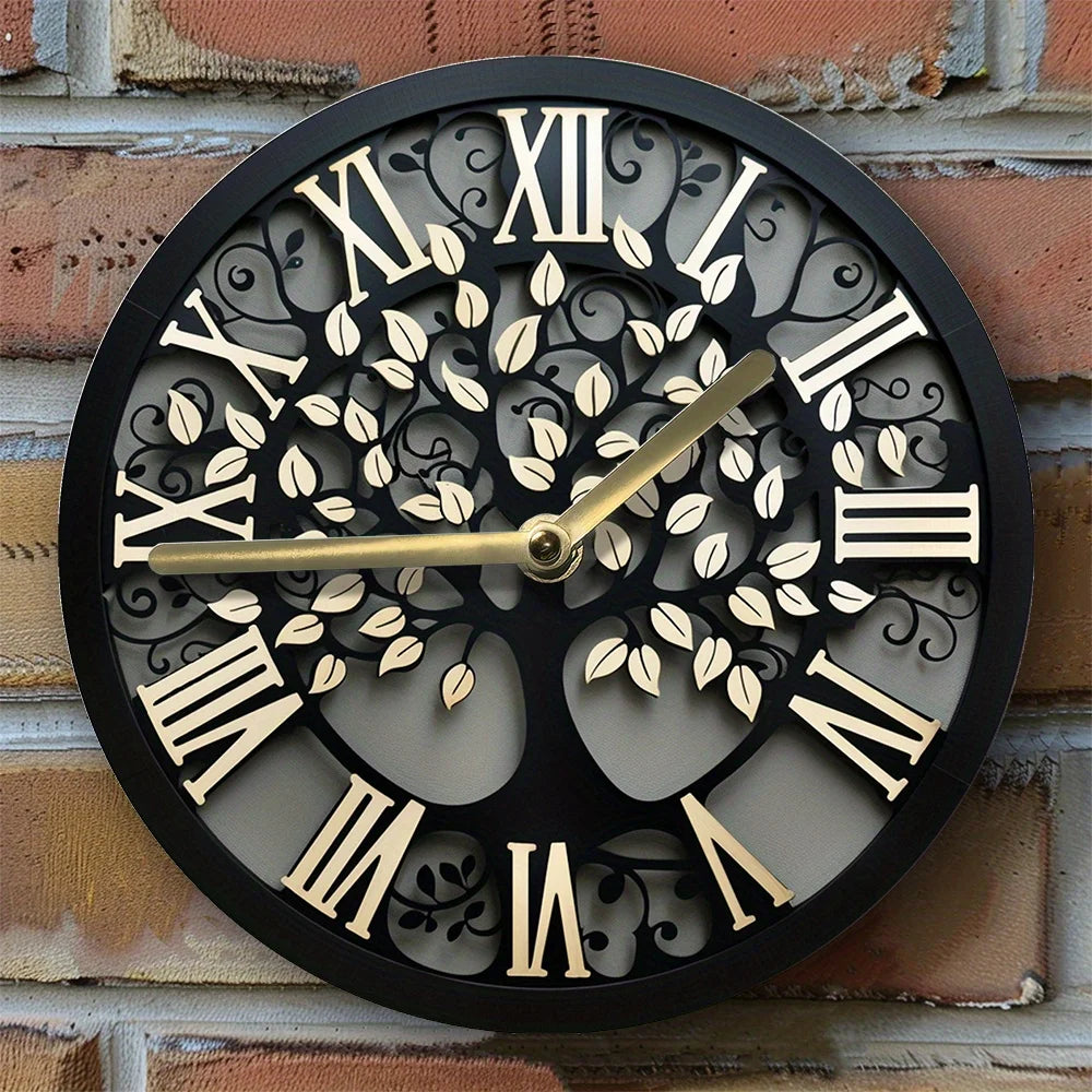 Elegant 8X8" Tree of Life Aluminum Wall Clock - Silent, Diy Decor for Bedroom &amp; Valentine'S Day Clocks Wall Home Decor - vue 4 sur 7
