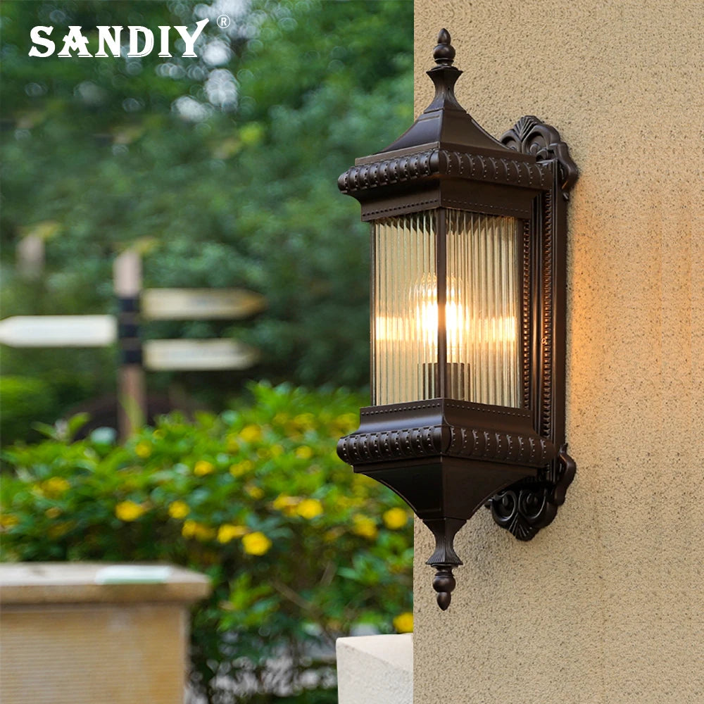 SANDIY Vintage applique extérieure rétro porche lampe Europe Villa applique étanche extérieur jardin cour Luminaire café E26/E27 - vue 5 sur 8