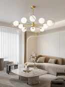 Modern copper chandelier with minimalist decorative glass
