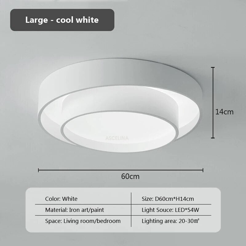 Plafonnier moderne led minimaliste blanc double rond - vue 18 sur 18