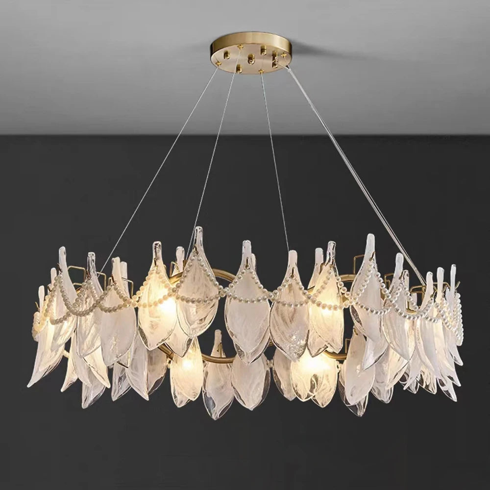 lustre en verre dépoli créatif design moderne élégant en perles - vue 6 sur 10