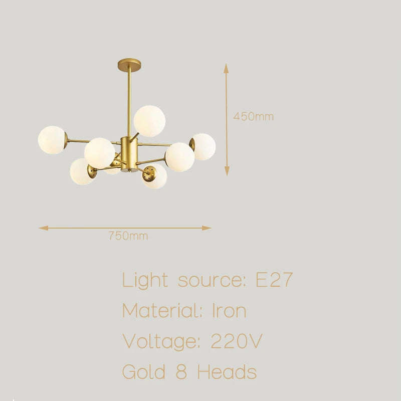 Moderne Simple suspension LED lumière fer lustre chambre salon salle à manger éclairage à la maison noir/or E27 220V plafonnier - vue 14 sur 20