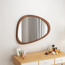 miroir en bois vintage tendance avec verre irrégulier pour maquillage HD