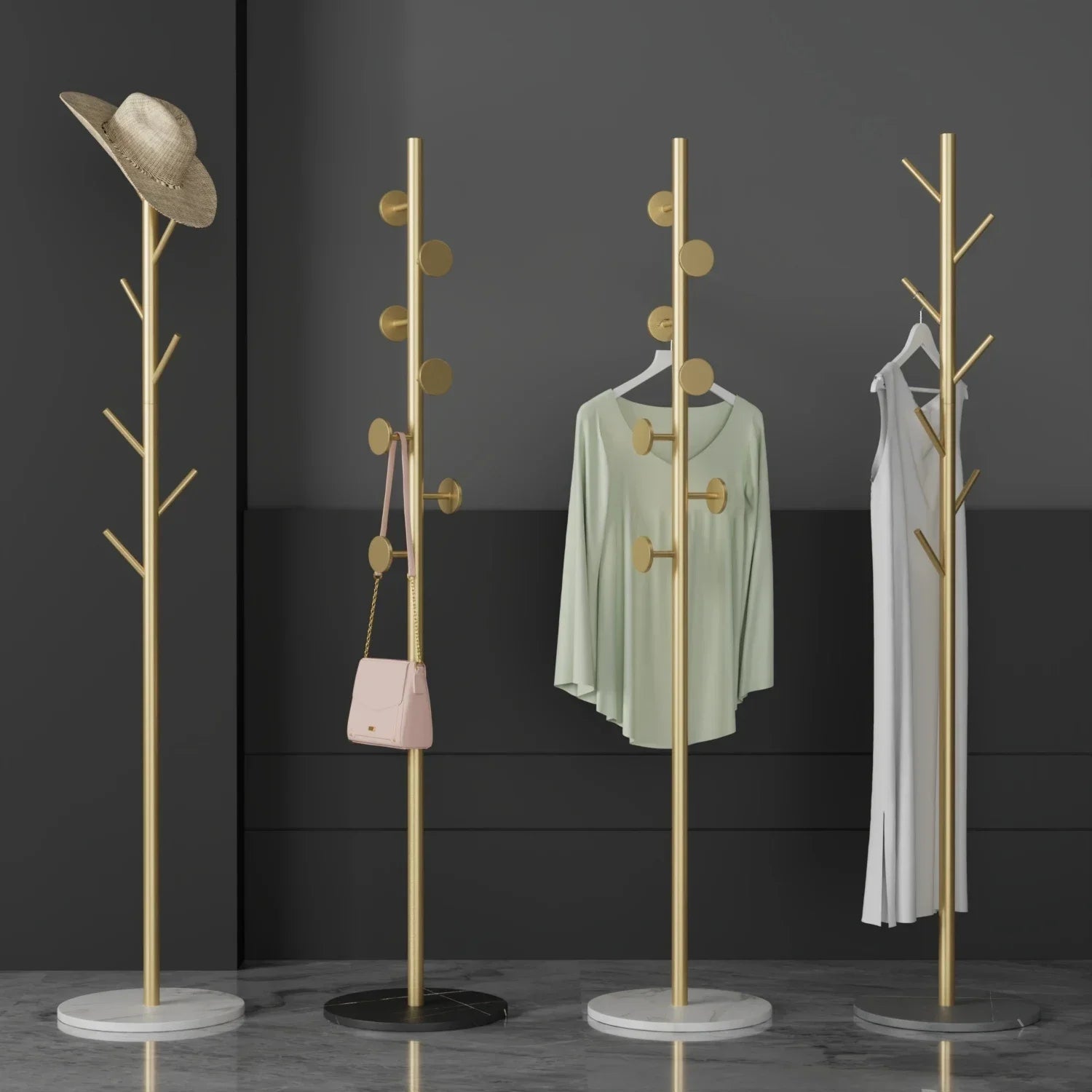 Multifunctional Floor Coat Rack, Hat Hanger, Tree Style, Freestanding Handbag Organizer, Luxury Storage Stand, 7 Hooks
