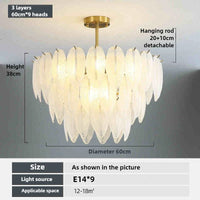 Creative glass feather pendant light for modern minimalist decor