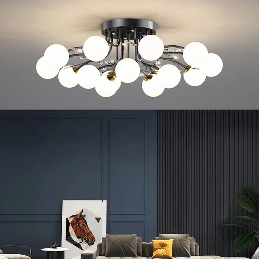lustre en verre cristal design moderne pour décoration intérieure - vue 4 sur 17