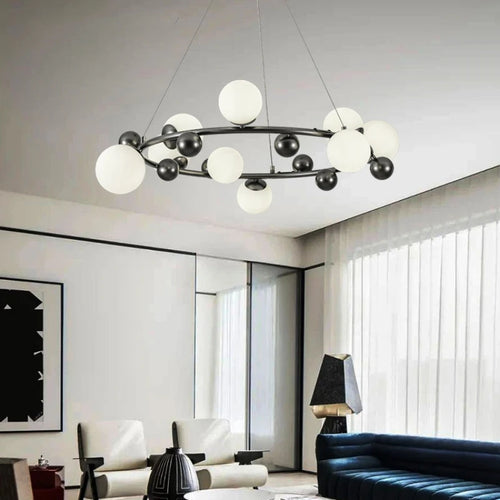 suspension moderne en métal et verre décorative avec fil réglable