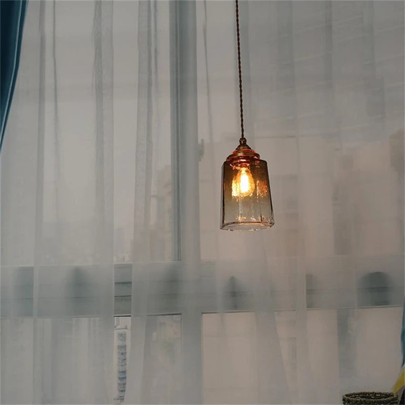 suspension de luxe en verre et cuivre luminaire antique décoratif - vue 8 sur 8