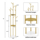 Marble Metal Coat Rack Freestanding with 3 Storage Shelves and 9 Hooks, Enterway Hall Tree for Hanging Coats, Jackets, Hats, Bag