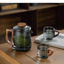 Théière cafetière en verre portatif avec tasses puer