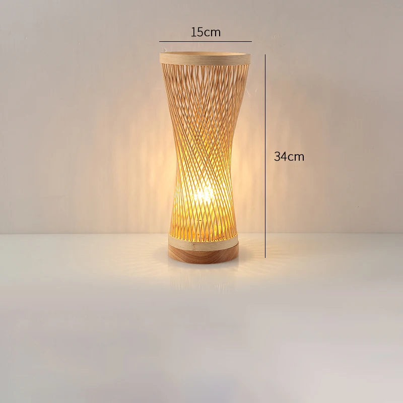 Lampe de Table en bambou tissée à la main