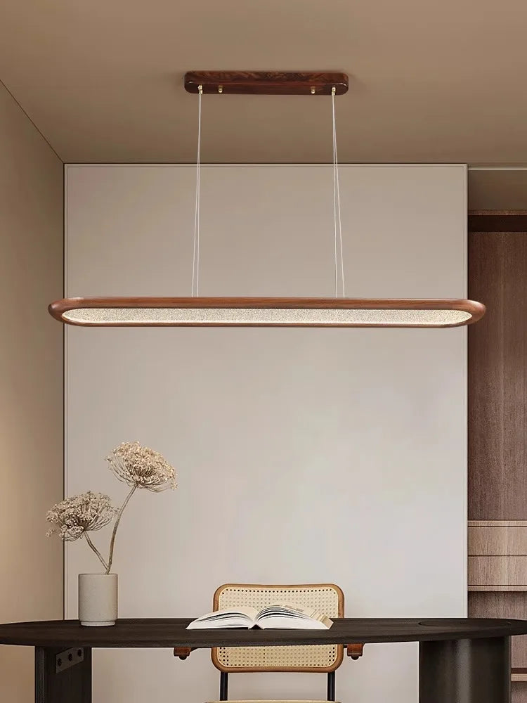 suspension moderne en noyer pour bar avec led décorative - vue 6 sur 9