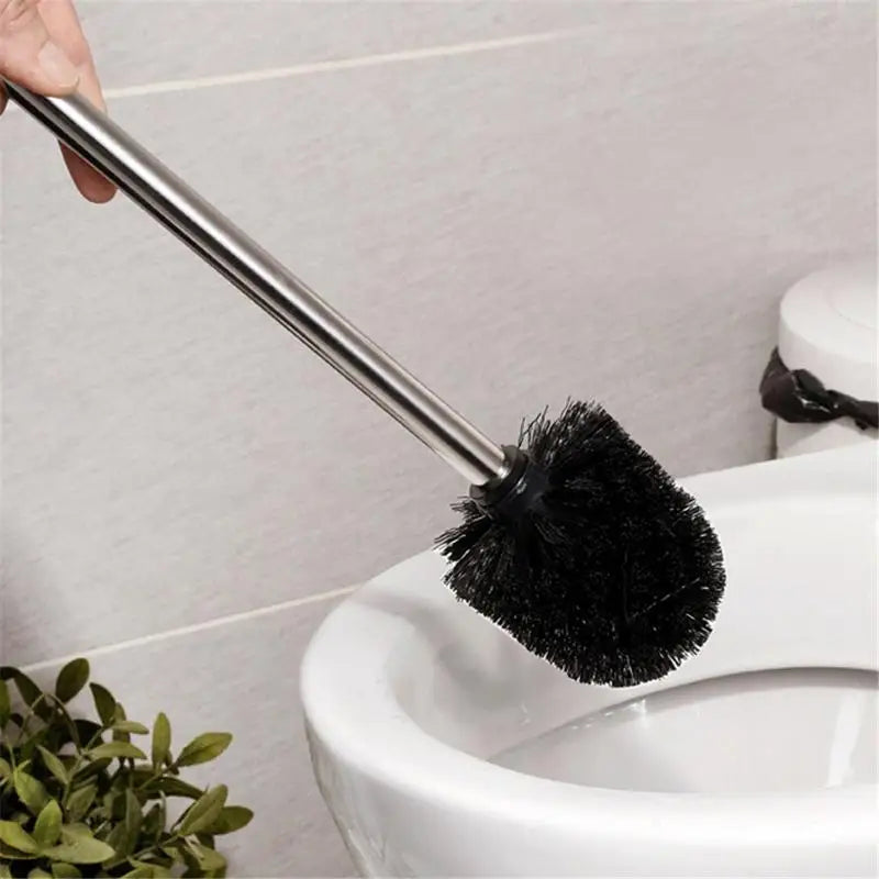 brosse de toilette en plastique avec manche inoxydable et poils souples - vue 7 sur 8