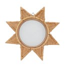 Rattan Woven Wall Mirror - Elegant 8-Point Star Shape, Portable HD Decorative Mirror for Parties &amp; Home Décor