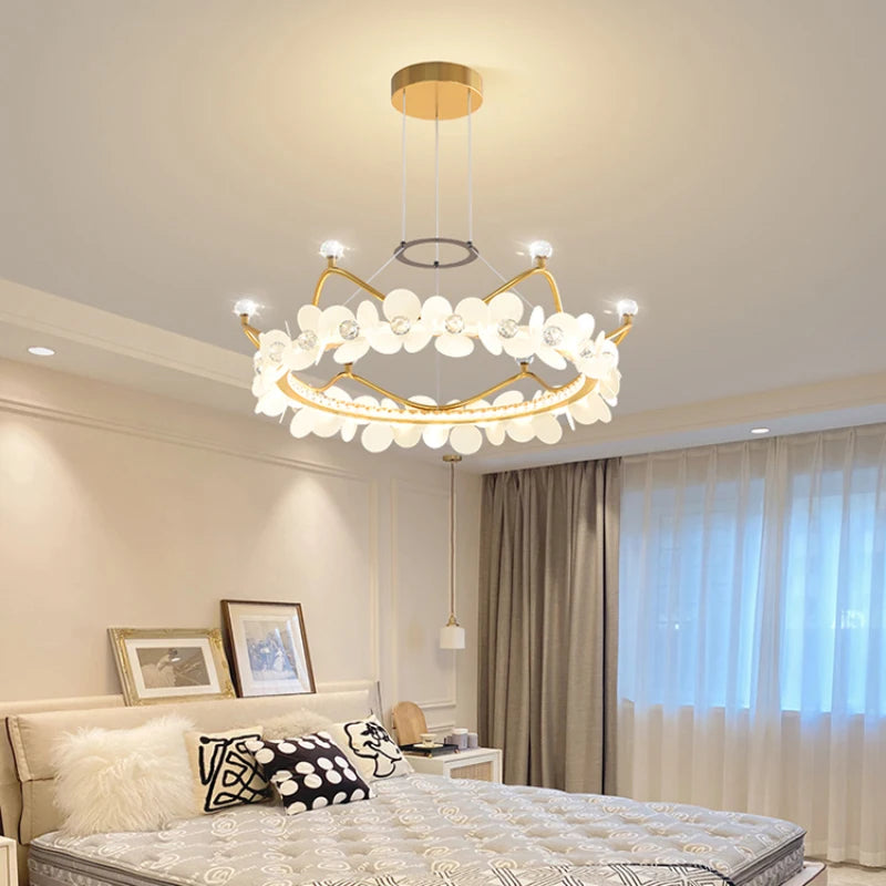lustre en cristal couronne d'or pour décoration enfant étoile luxueuse - vue 4 sur 14