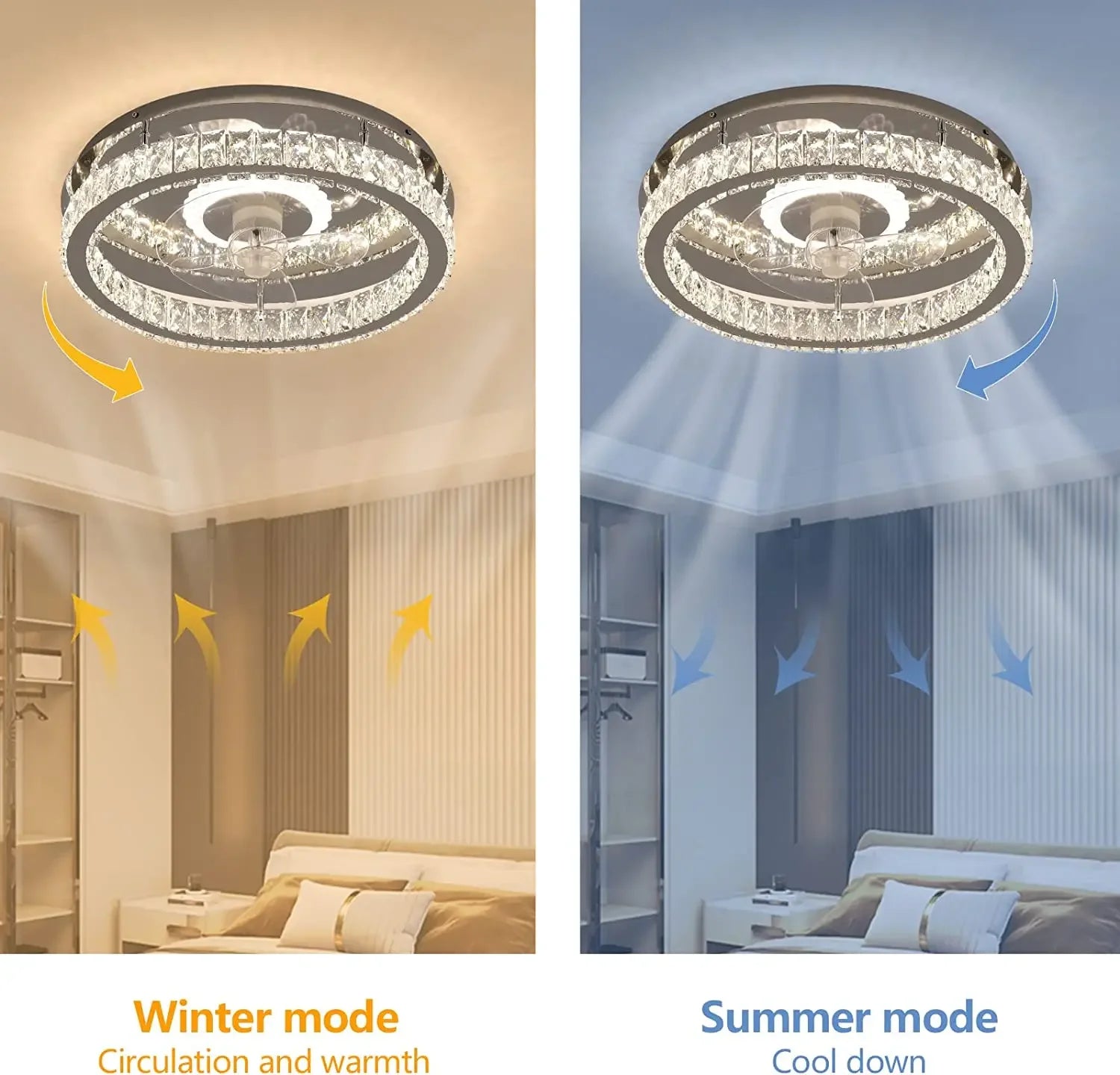 lustre ventilateur de plafond avec lumières et télécommande dimmable - vue 3 sur 7