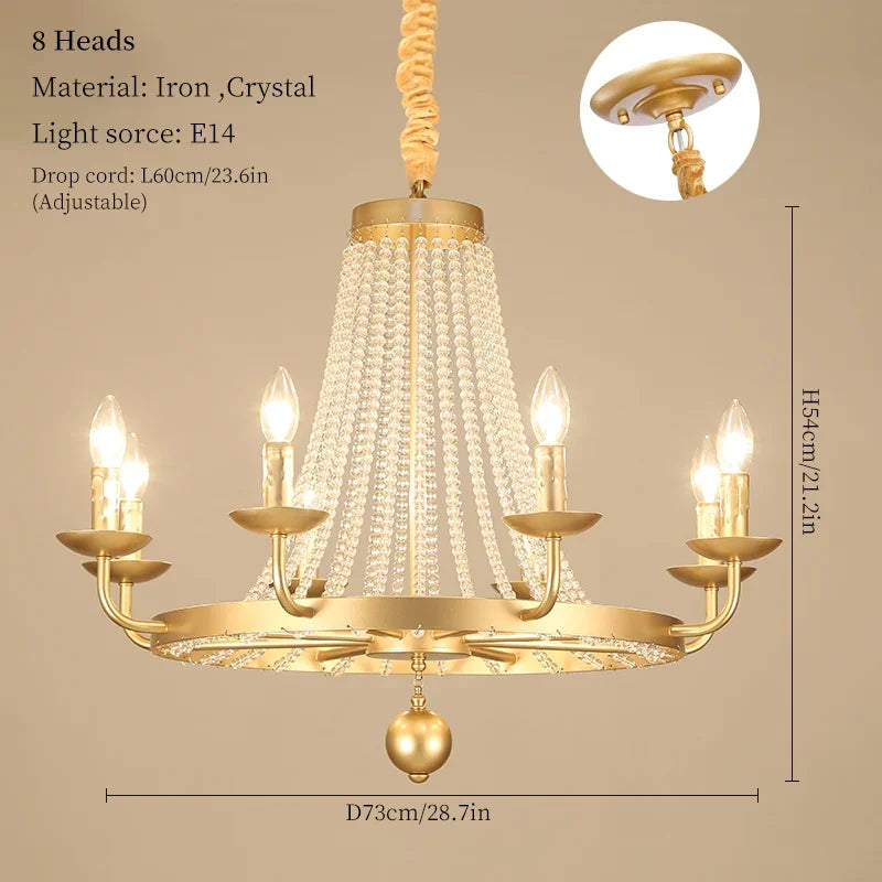 Nordic LED crystal chandelier for home decoration, bedroom and restaurant lighting, romantic and warm luxury crystal chandelier - vue 10 sur 10