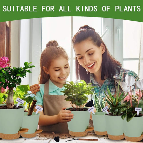 5pack 5inch Self Watering Pots for Indoor Plants,Flower Pots Planter with Drainage Holes and Wick Rope - vue 7 sur 7