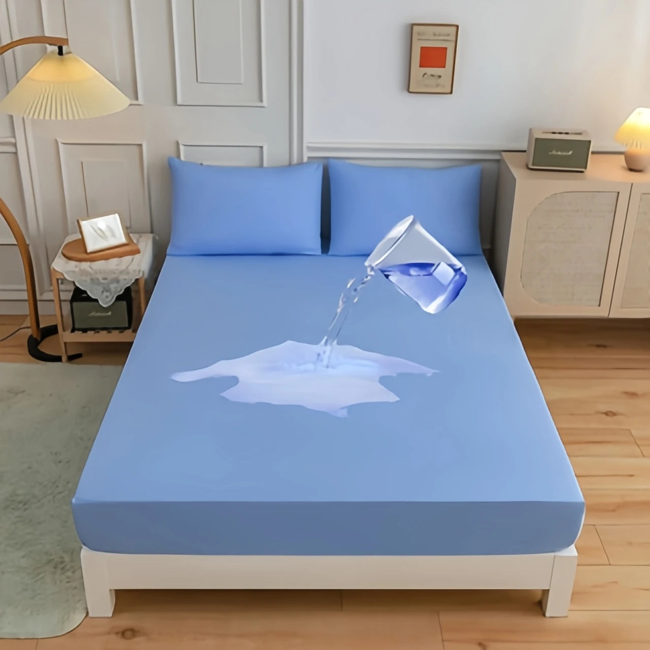 Kuup Safe Waterproof Mattress Protector, Soft Comfortable Breathable Solid Color Bedding Mattress Cover Fitted, No Pillowcases - vue 13 sur 13