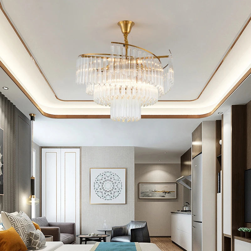 lustre cristal luxueux led intérieur maison - vue 3 sur 13