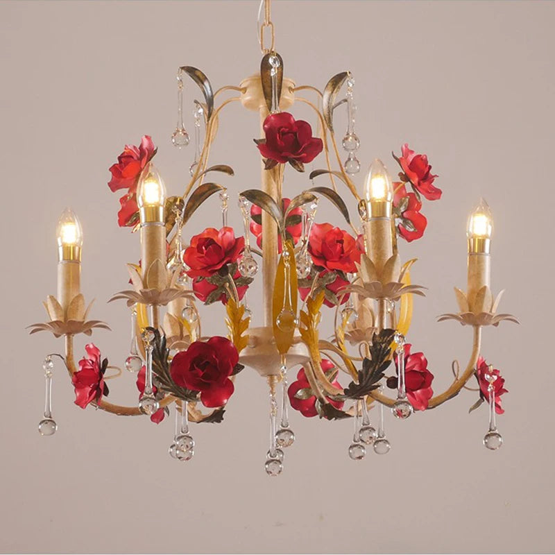 Lustre à fleur avec ampoules bougies