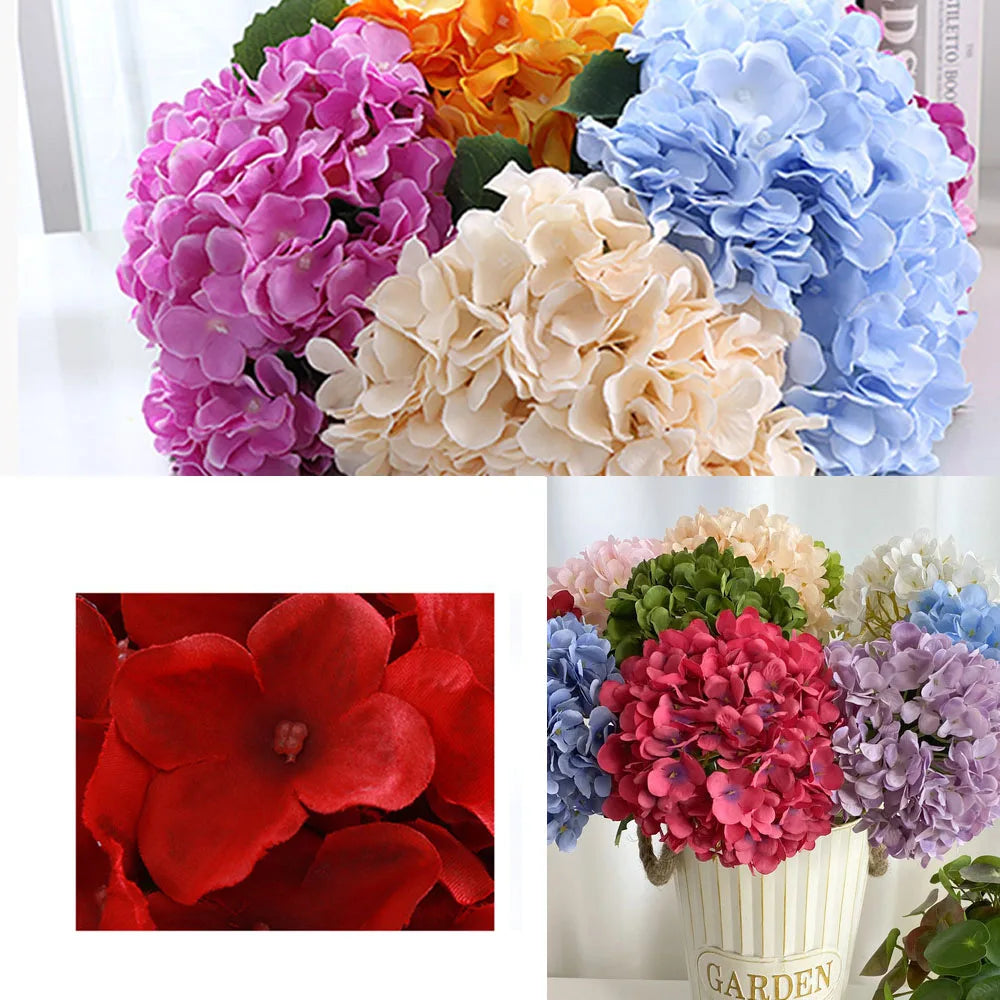 bouquet d'hortensias artificiels en soie pour mariages et décorations festives - vue 7 sur 19