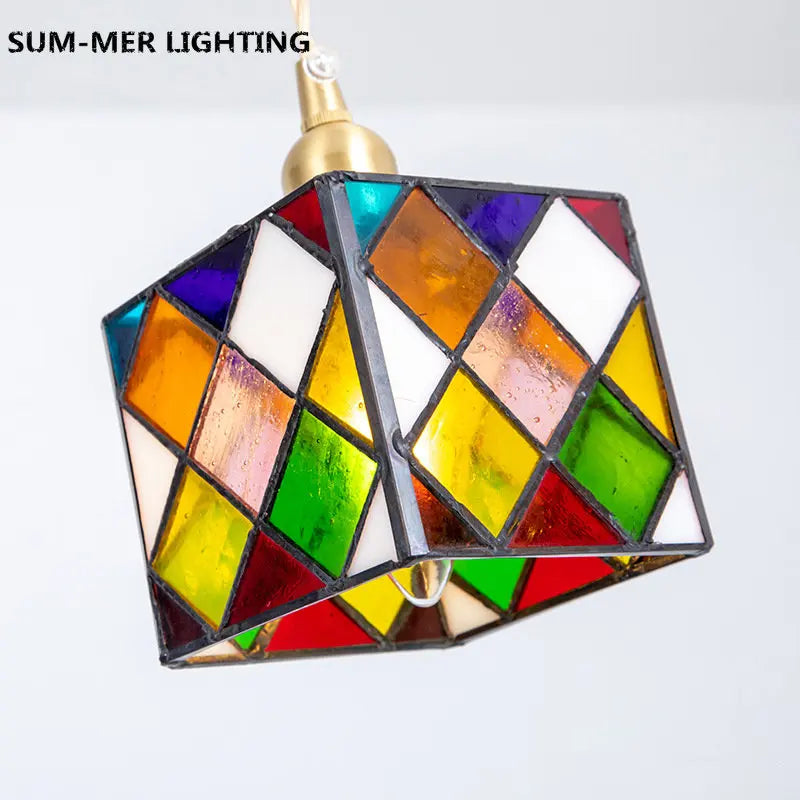 lampe suspendue nordique en laiton et verre style japonais rural rétro - vue 5 sur 9