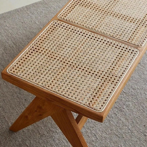 banc en rotin tressé style japonais ancien pour petit espace - vue 5 sur 18